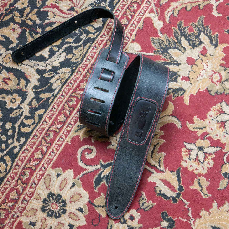 'Whiskerbucker' Genuine Leather Strap - Black